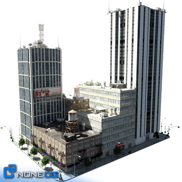 new york city block 3d max - New York City Set 3-1 Block by NONECG